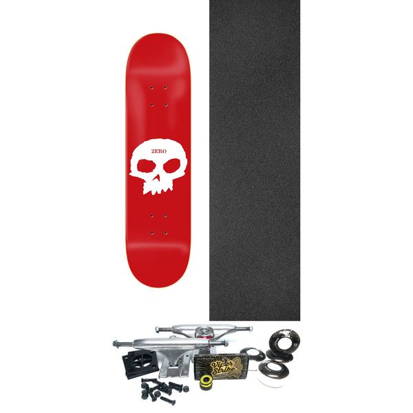 Zero Skateboards Single Skull Red / White Skateboard Deck - 8.5" x 32.3" - Complete Skateboard Bundle
